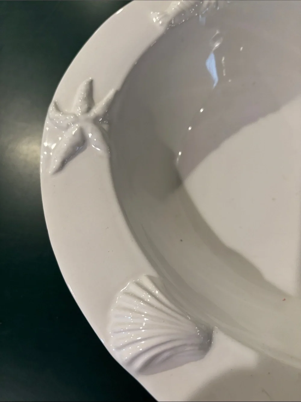 White Pier One Coastal Ceramic Serving Bowl - Sea Life Accent
